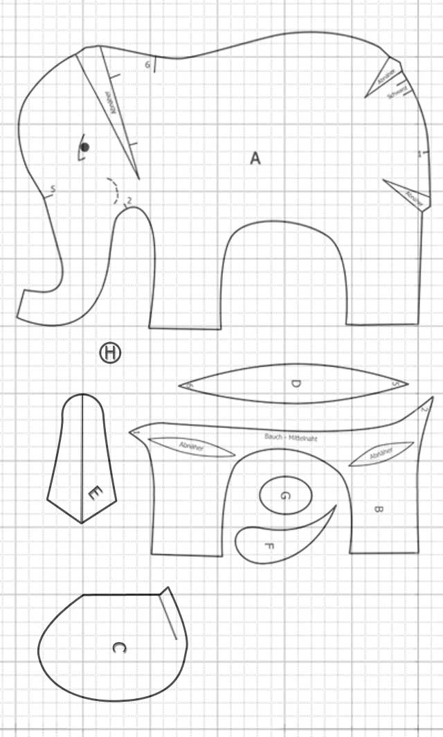 Schnittmuster Elefant Stofftier